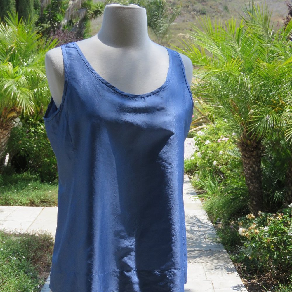 Eileen Fisher Small Periwinkle  Blue Silk Tank Top